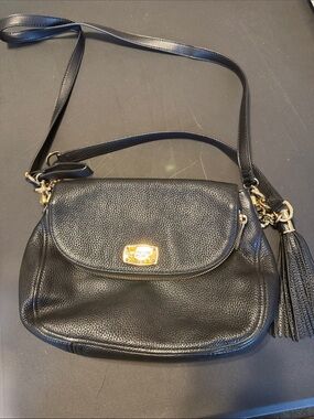 Michael Kors Black Leather Crossbody Bag with Gold Hardware